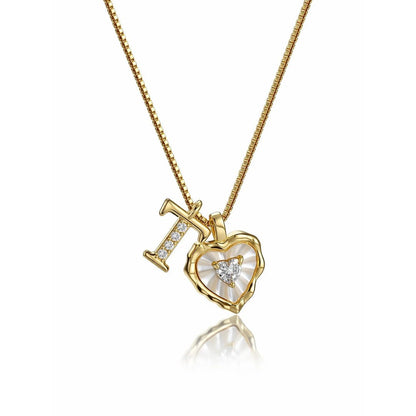 Collar de corazón nacarado con inicial personalizada - Moroveta