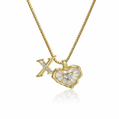 Collar de corazón nacarado con inicial personalizada - Moroveta