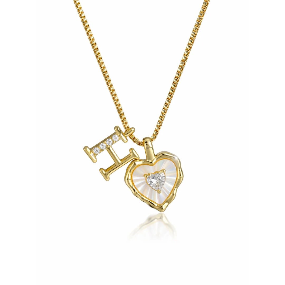 Collar de corazón nacarado con inicial personalizada - Moroveta