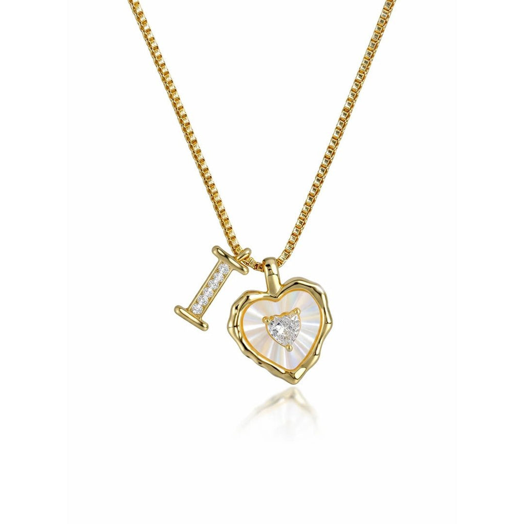 Collar de corazón nacarado con inicial personalizada - Moroveta