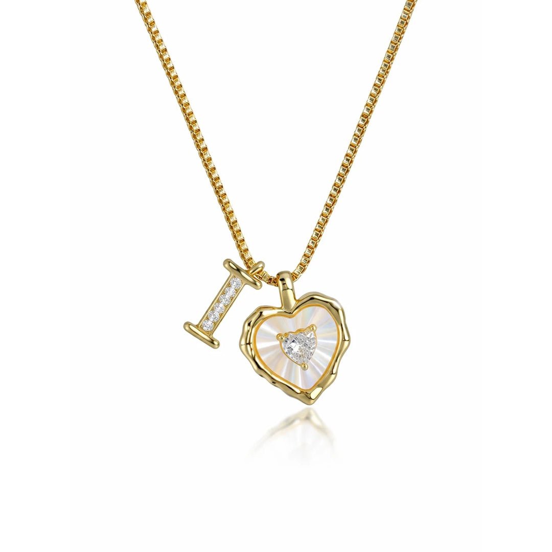 Collar de corazón nacarado con inicial personalizada - Moroveta
