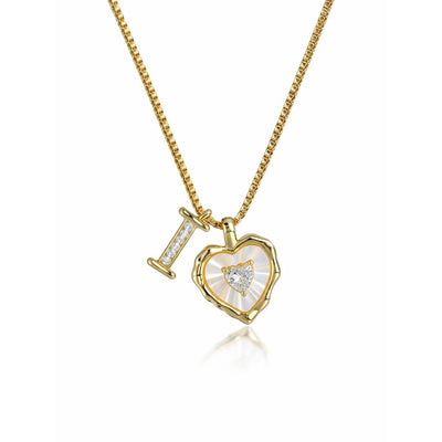 Collar de corazón nacarado con inicial personalizada - Moroveta