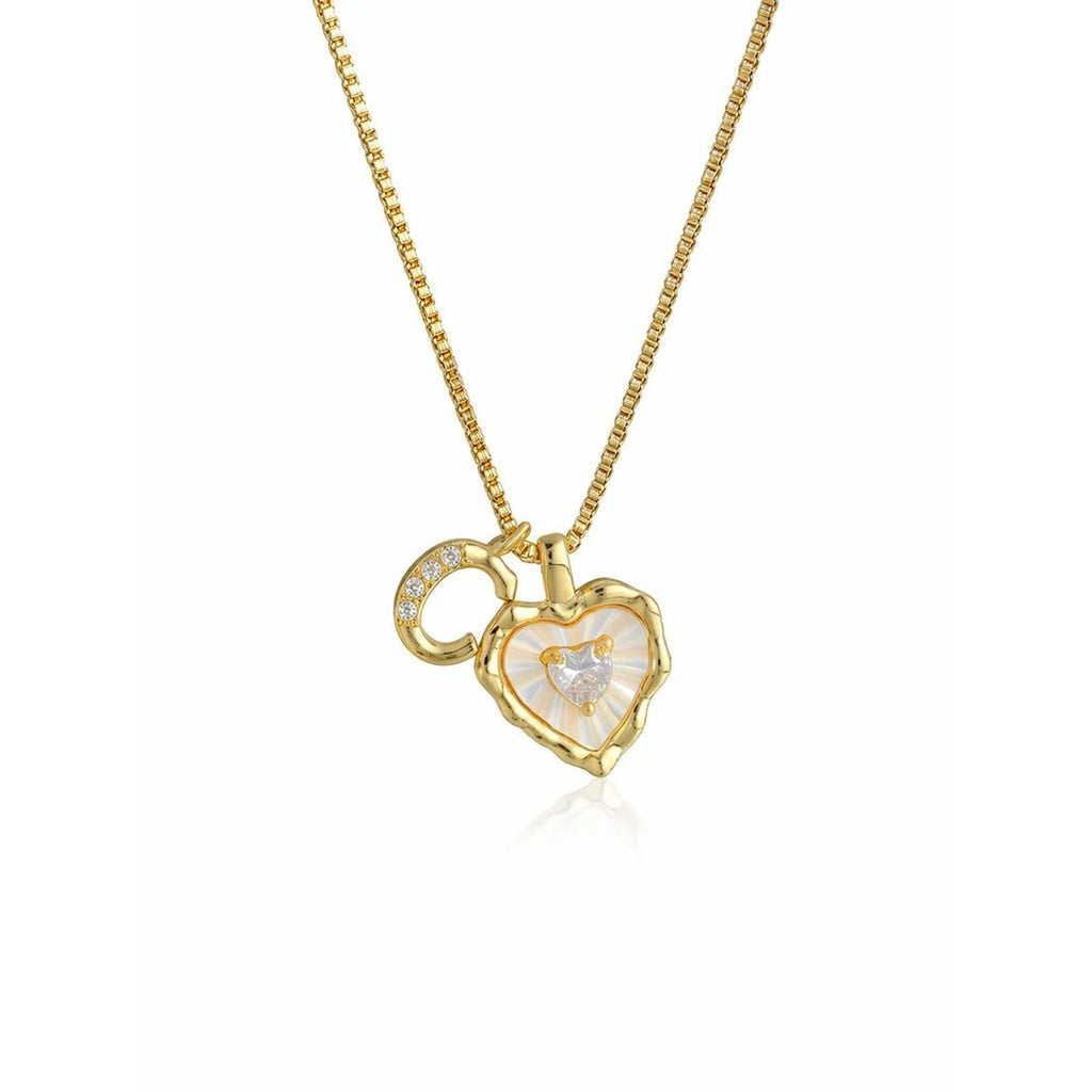 Collar de corazón nacarado con inicial personalizada - Moroveta