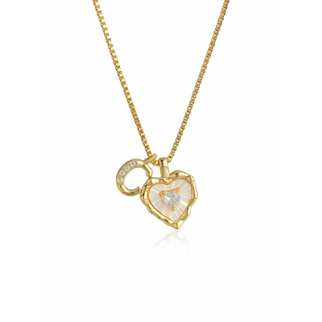 Collar de corazón nacarado con inicial personalizada - Moroveta