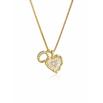 Collar de corazón nacarado con inicial personalizada - Moroveta