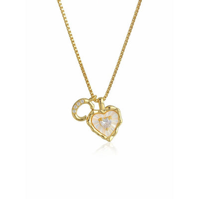Collar de corazón nacarado con inicial personalizada - Moroveta
