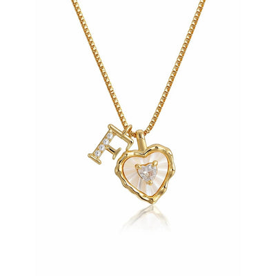 Collar de corazón nacarado con inicial personalizada - Moroveta