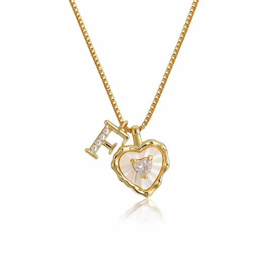 Collar de corazón nacarado con inicial personalizada - Moroveta