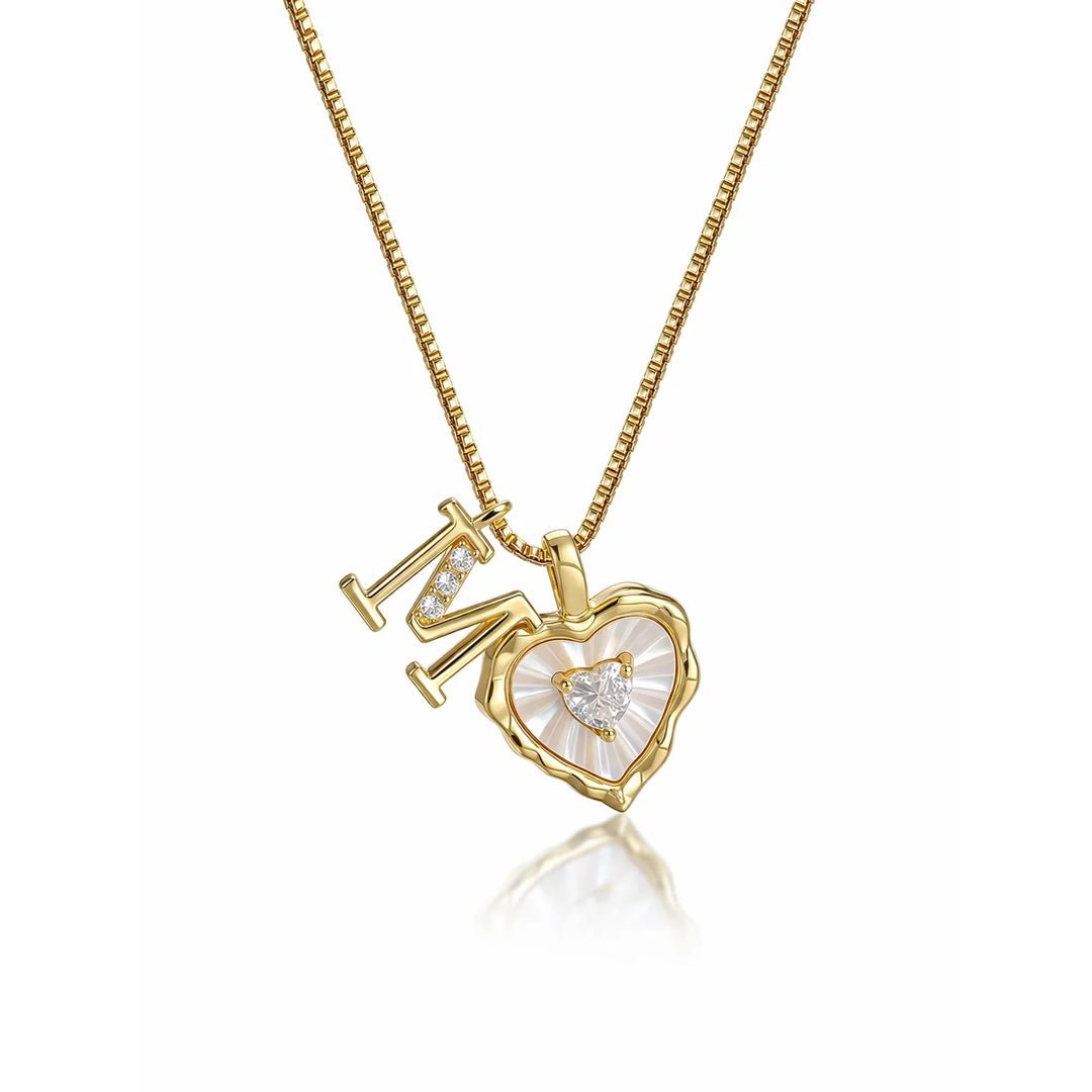 Collar de corazón nacarado con inicial personalizada - Moroveta