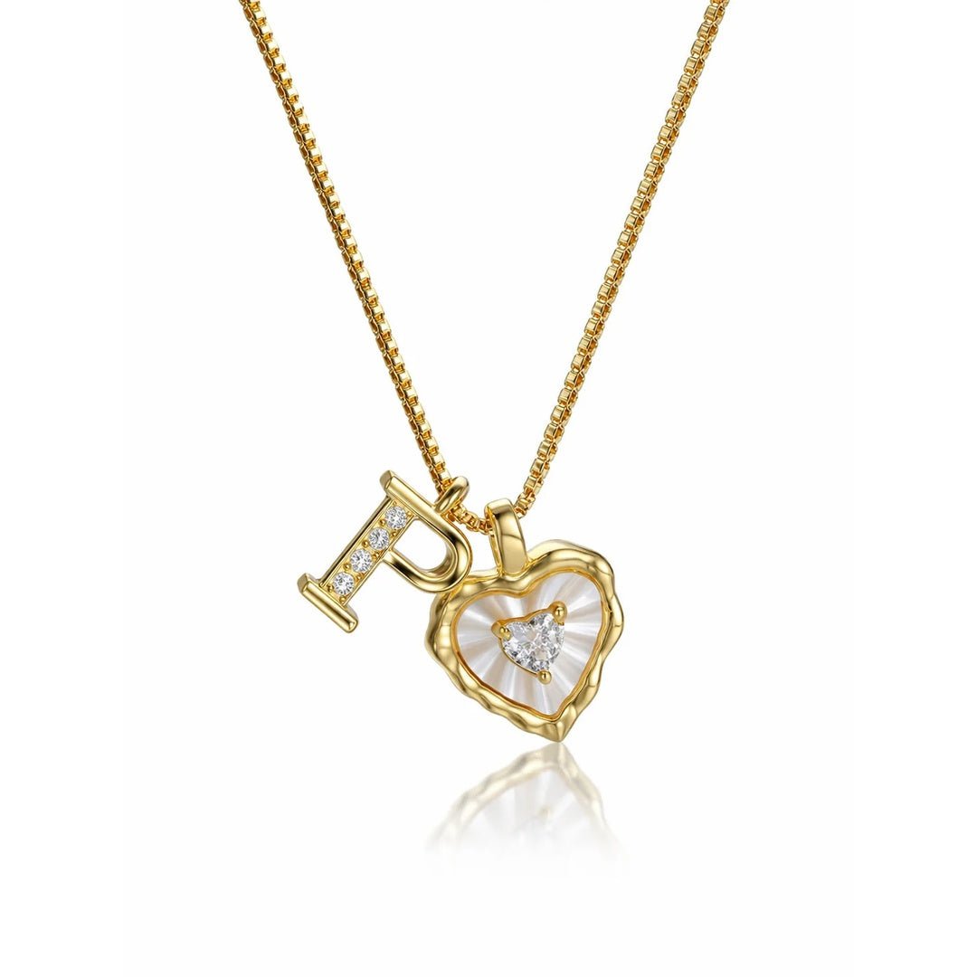 Collar de corazón nacarado con inicial personalizada - Moroveta
