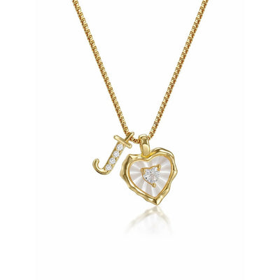 Collar de corazón nacarado con inicial personalizada - Moroveta