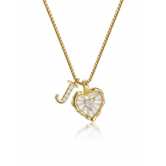 Collar de corazón nacarado con inicial personalizada - Moroveta