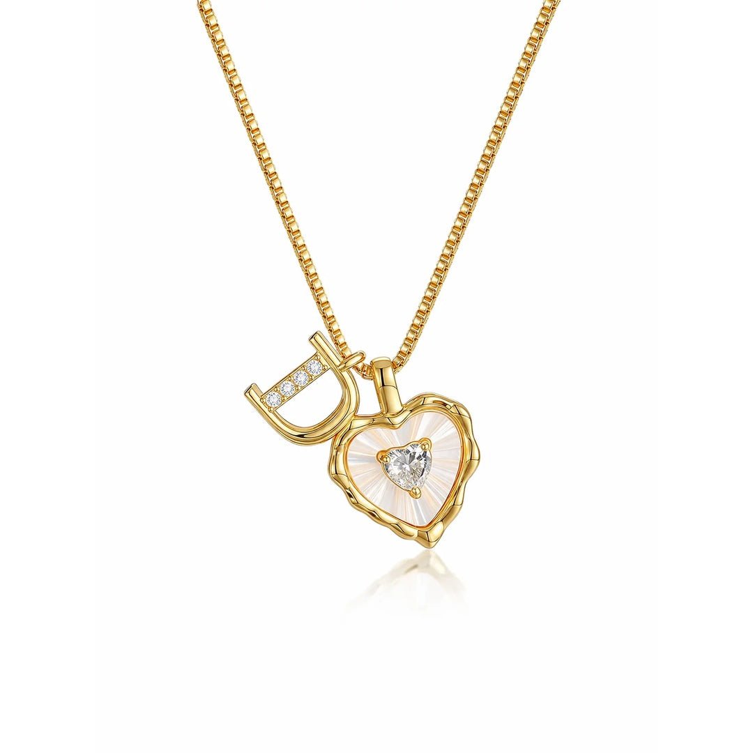 Collar de corazón nacarado con inicial personalizada - Moroveta