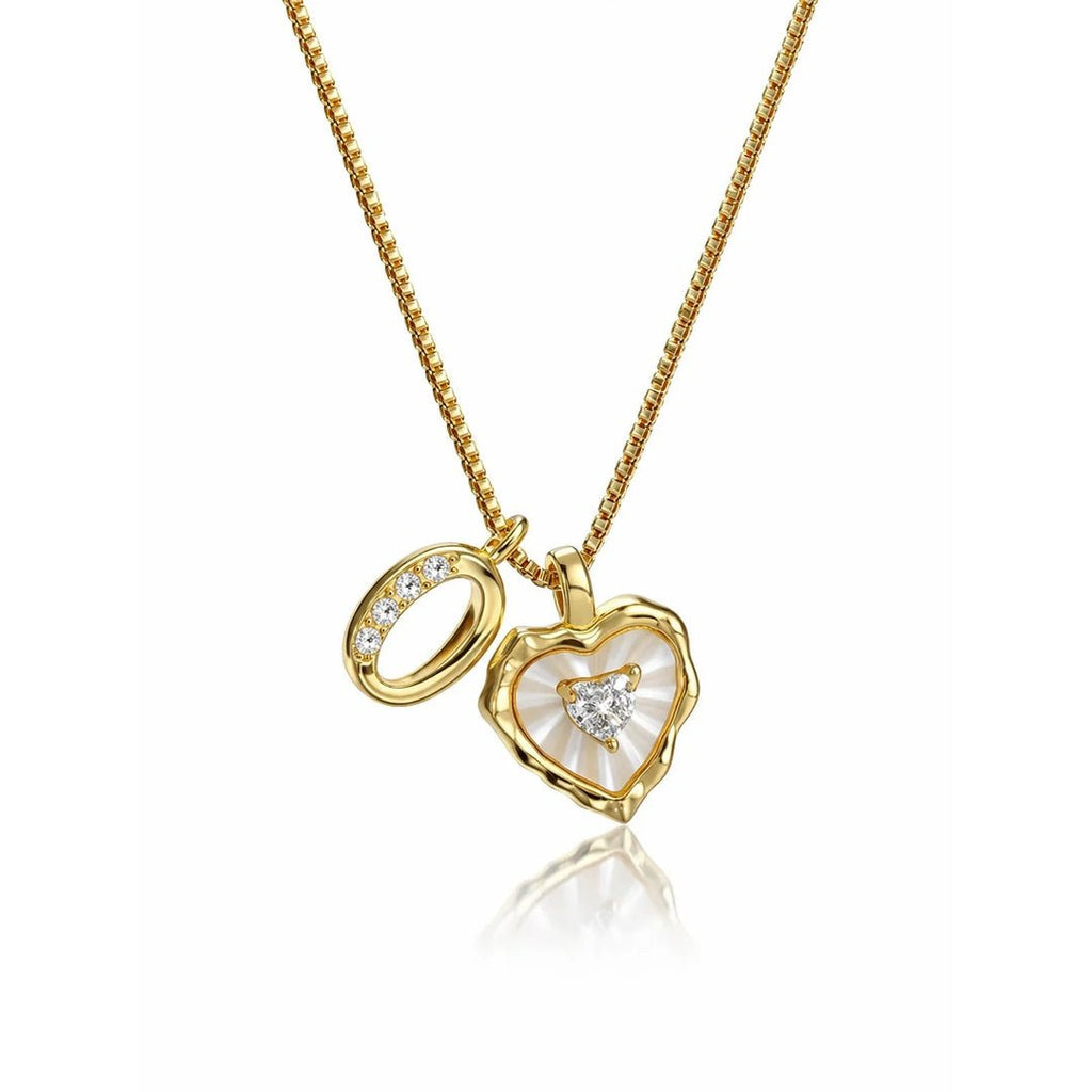 Collar de corazón nacarado con inicial personalizada - Moroveta