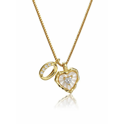 Collar de corazón nacarado con inicial personalizada - Moroveta