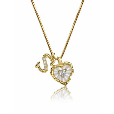 Collar de corazón nacarado con inicial personalizada - Moroveta