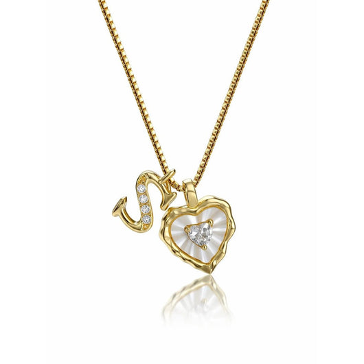 Collar de corazón nacarado con inicial personalizada - Moroveta