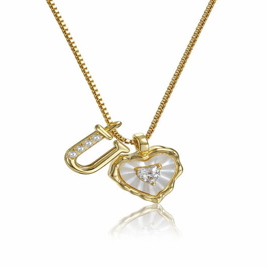 Collar de corazón nacarado con inicial personalizada - Moroveta