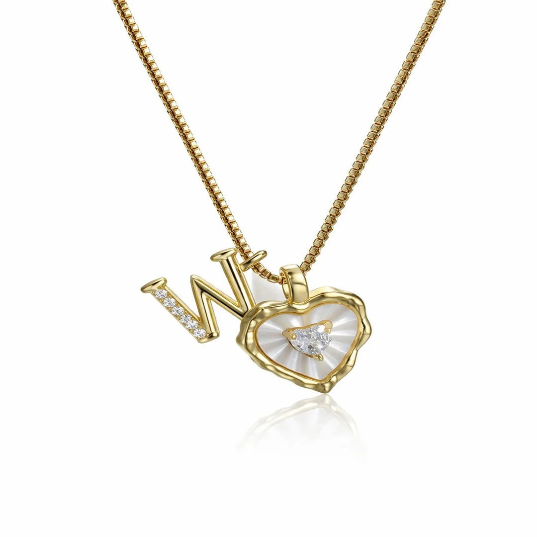 Collar de corazón nacarado con inicial personalizada - Moroveta