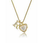 Collar de corazón nacarado con inicial personalizada - Moroveta