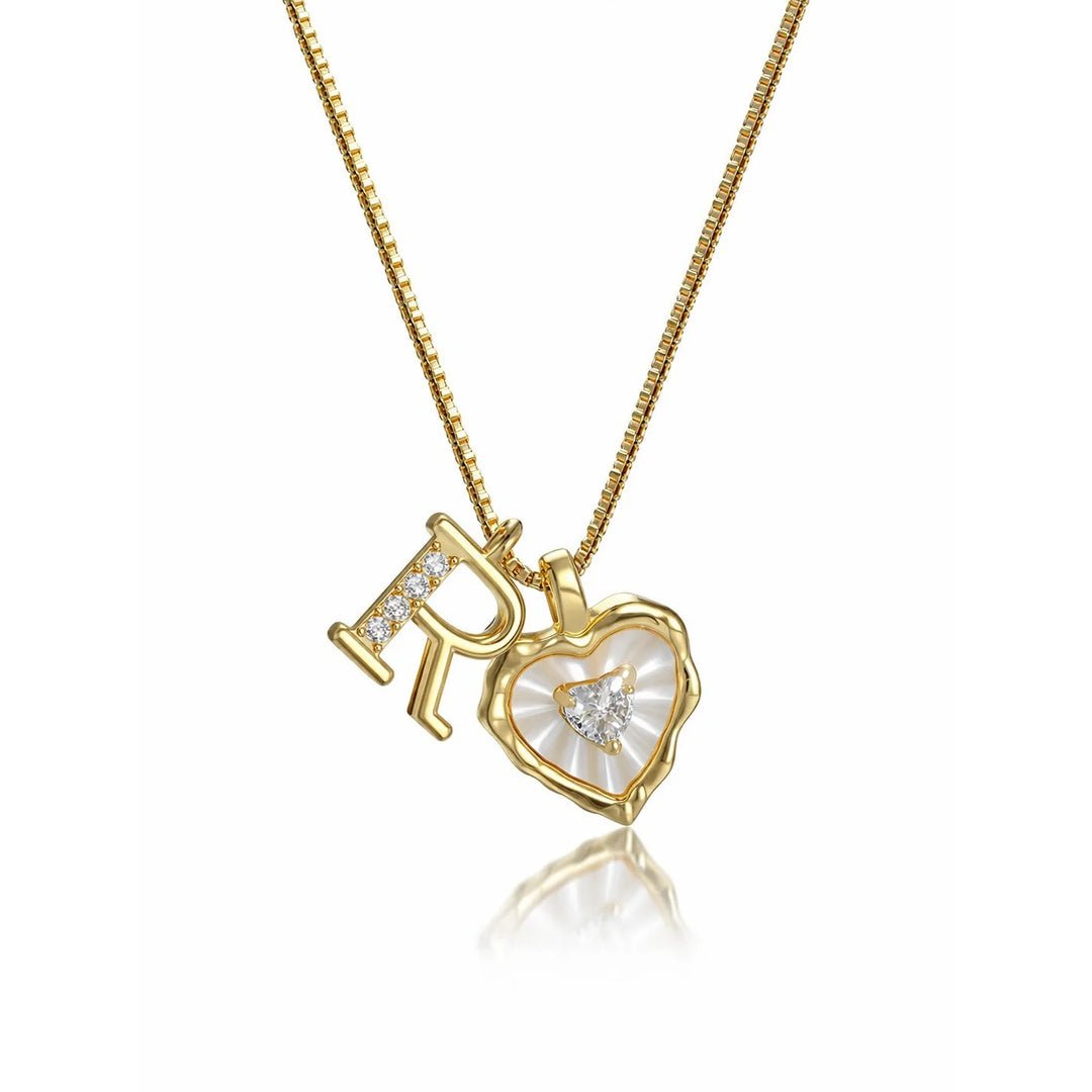 Collar de corazón nacarado con inicial personalizada - Moroveta