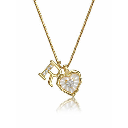 Collar de corazón nacarado con inicial personalizada - Moroveta
