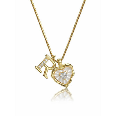 Collar de corazón nacarado con inicial personalizada - Moroveta