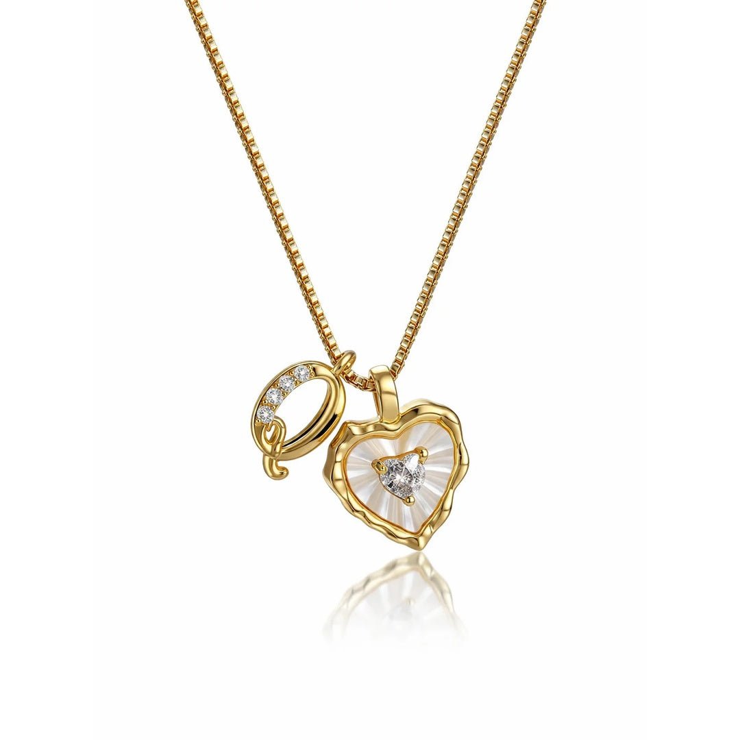 Collar de corazón nacarado con inicial personalizada - Moroveta