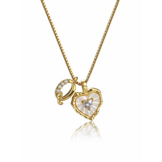 Collar de corazón nacarado con inicial personalizada - Moroveta