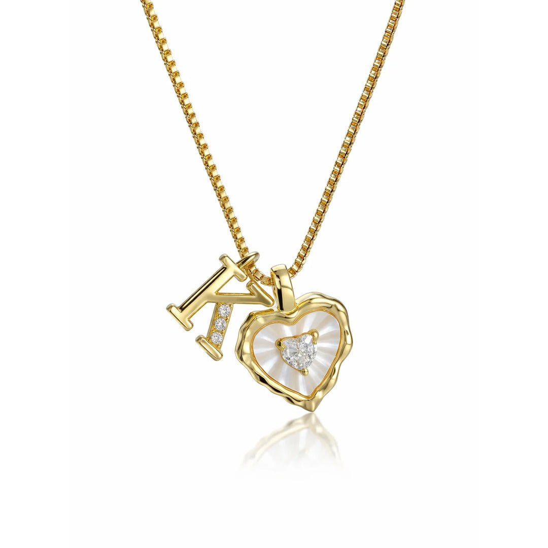 Collar de corazón nacarado con inicial personalizada - Moroveta