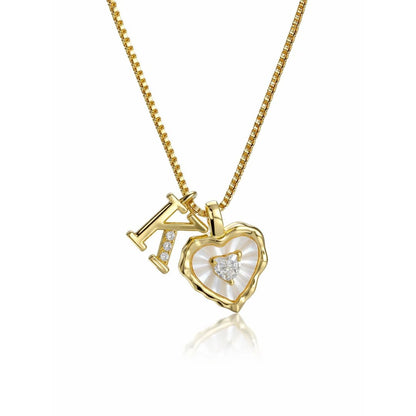Collar de corazón nacarado con inicial personalizada - Moroveta