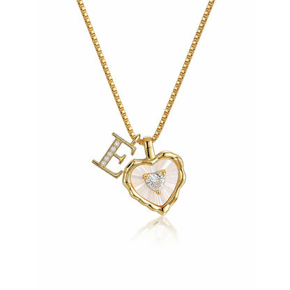 Collar de corazón nacarado con inicial personalizada - Moroveta