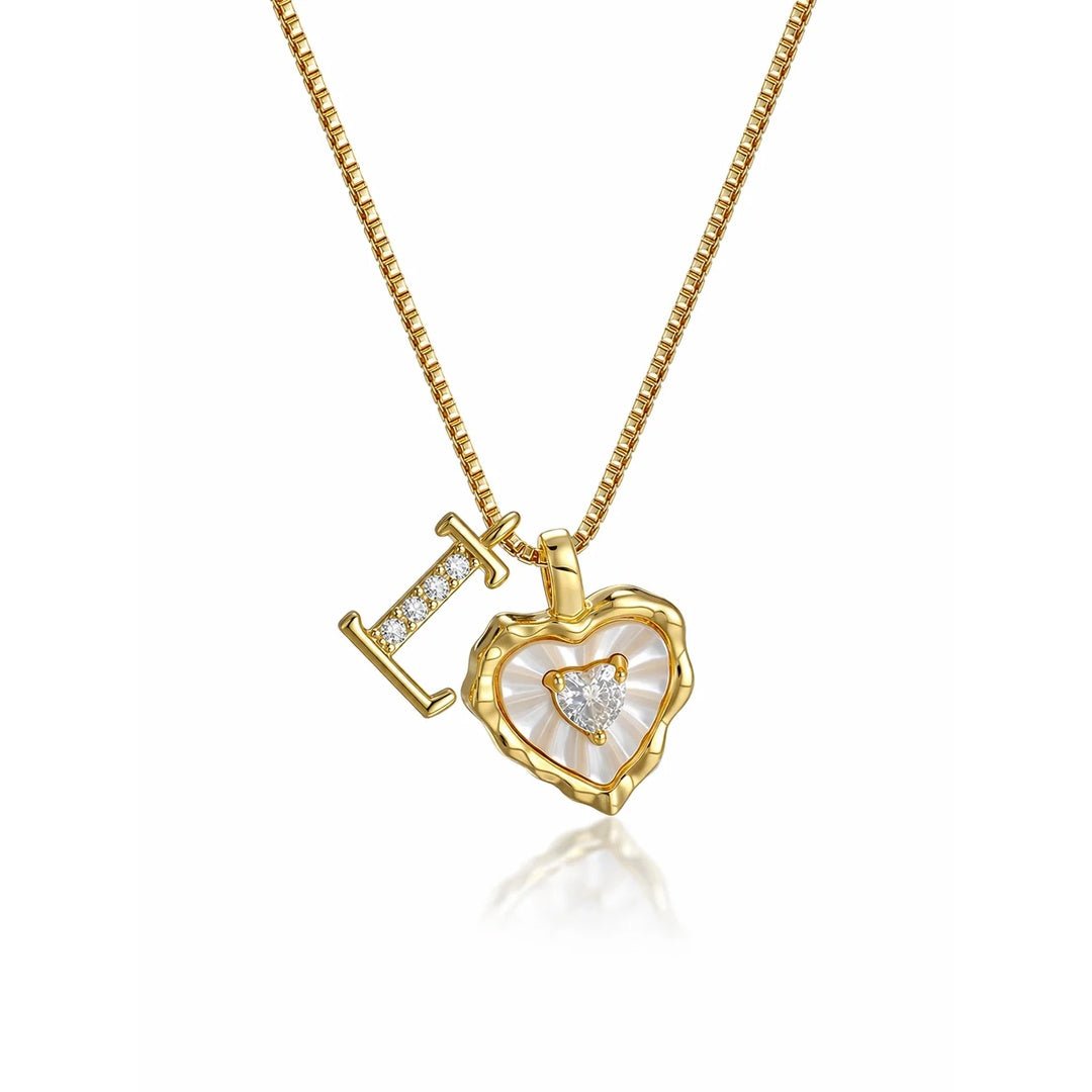 Collar de corazón nacarado con inicial personalizada - Moroveta