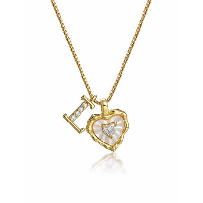 Collar de corazón nacarado con inicial personalizada - Moroveta