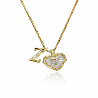 Collar de corazón nacarado con inicial personalizada - Moroveta