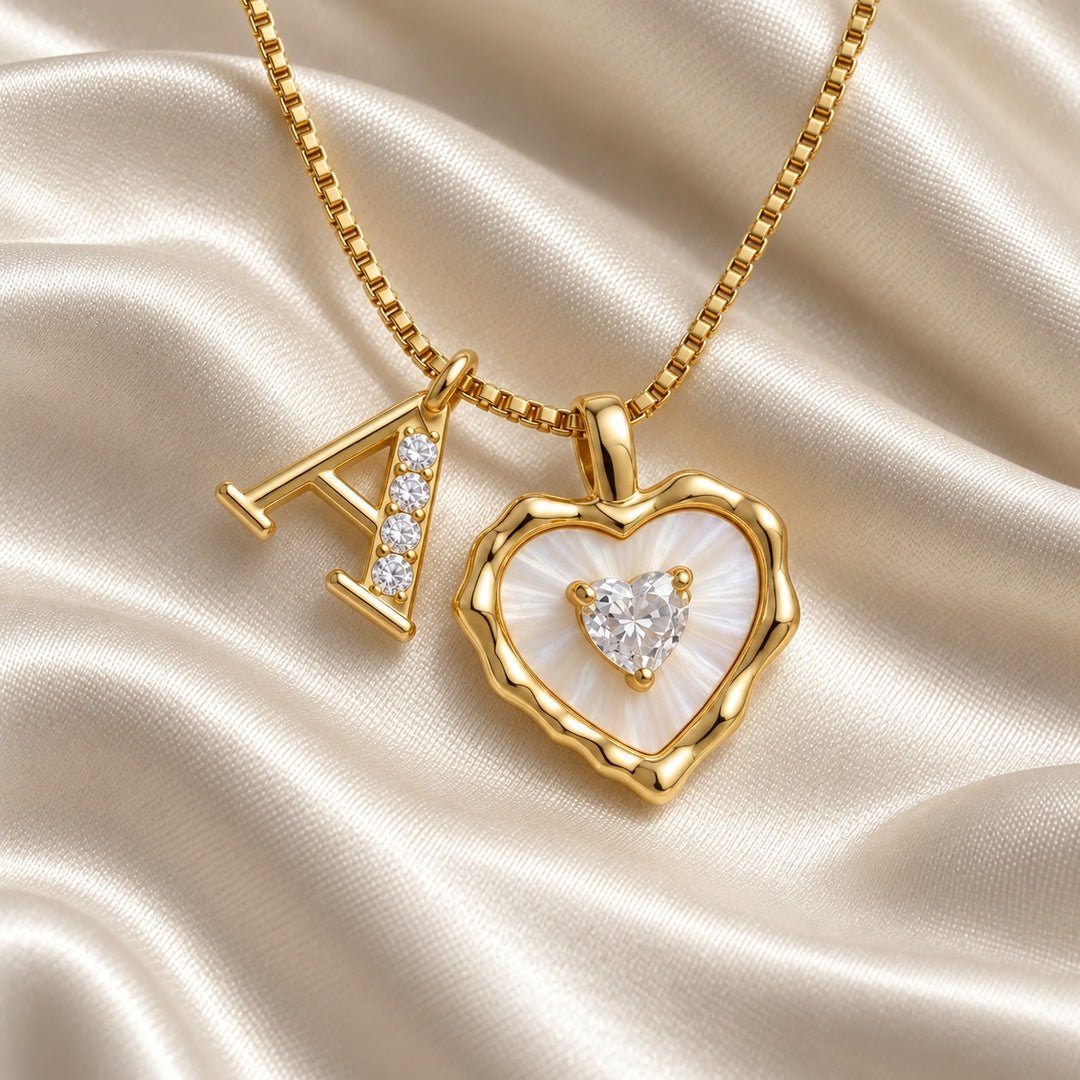 Collar de corazón nacarado con inicial personalizada (Oferta 3x1) - Moroveta