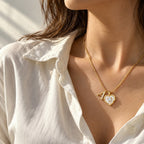 Collar de corazón nacarado con inicial personalizada (Oferta 3x1) - Moroveta