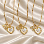 Collar de corazón nacarado con inicial personalizada (Oferta 3x1) - Moroveta