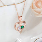 Collar de corazón personalizado con piedras de nacimiento - Moroveta