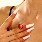 Collar de corazón y rosa - Moroveta