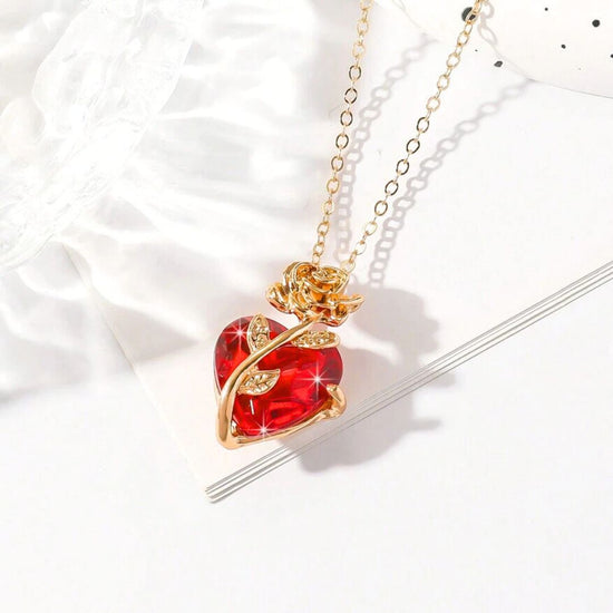 Collar de corazón y rosa - Moroveta