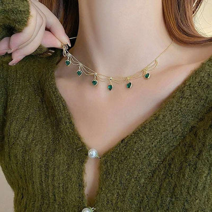 Collar de corazones verdes - Moroveta