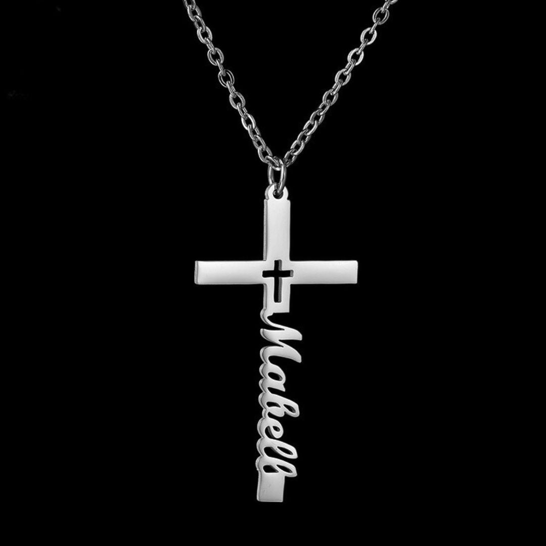Collar de cruz y nombre personalizado - Moroveta