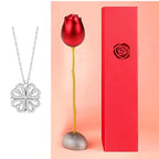 Collar de doble corazón + estuche con forma de rosa de regalo - Moroveta