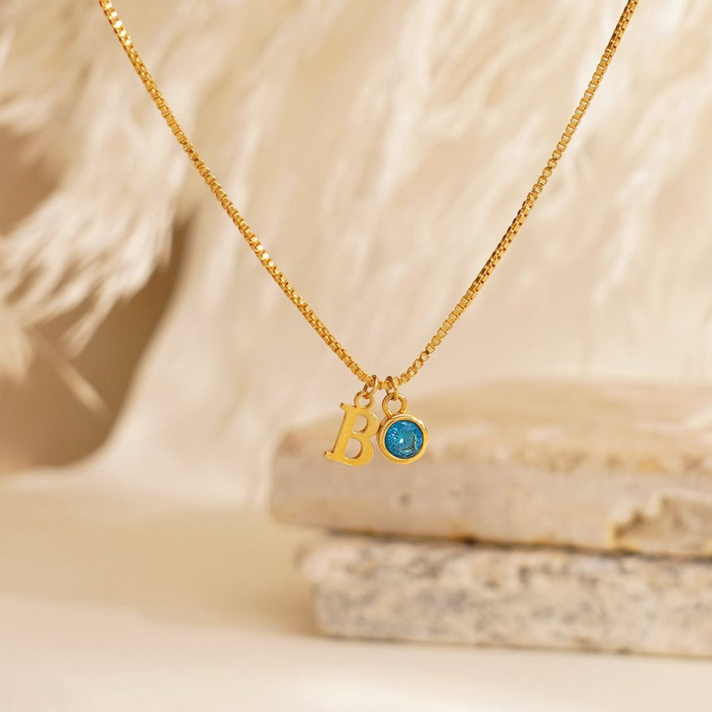 Collar de inicial con piedra de nacmiento - Moroveta