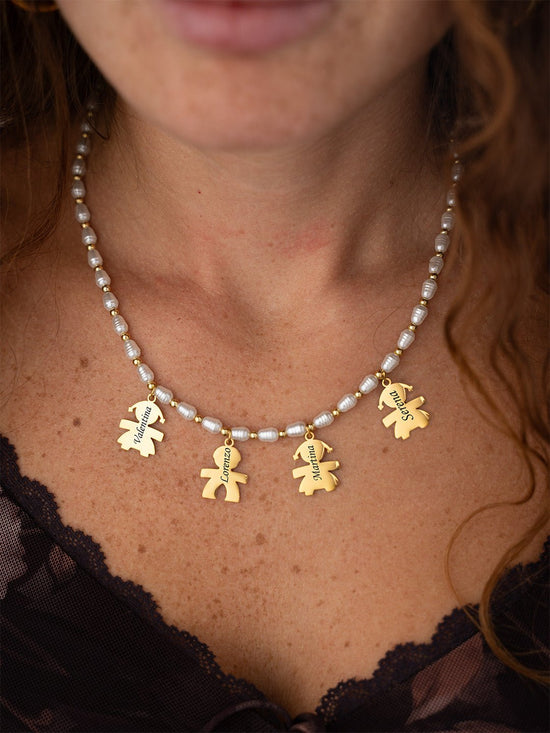 Collar de perlas con dijes personalizables - Moroveta