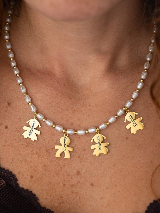 Collar de perlas con dijes personalizables - Moroveta