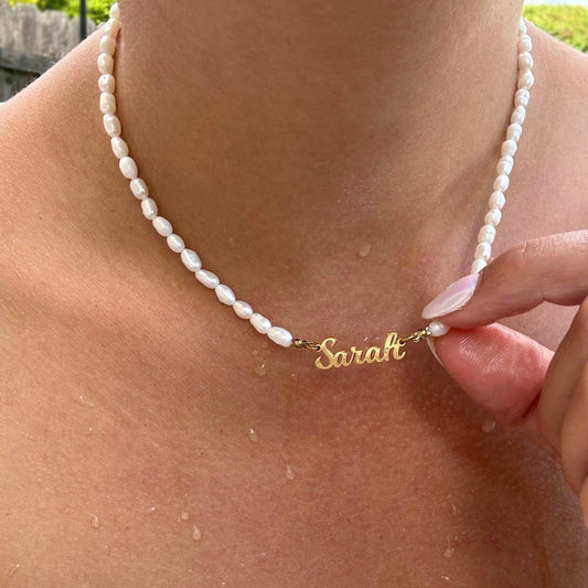 Collar de perlas con nombre personalizado (Oferta 2x1) - Moroveta
