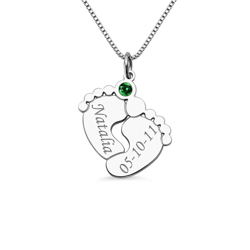 Collar de piecitos de bebé con nombre y fecha - Moroveta
