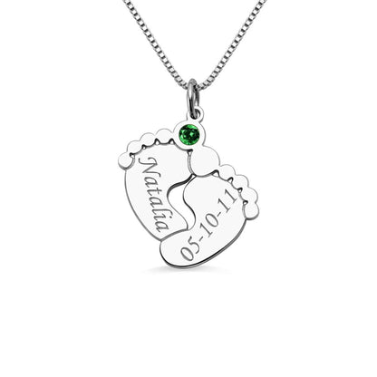 Collar de piecitos de bebé con nombre y fecha - Moroveta